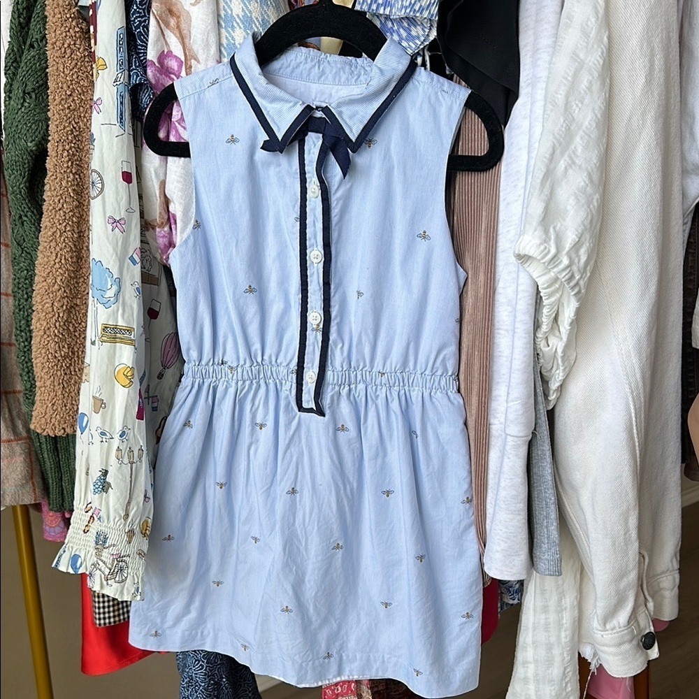 Janie and Jack Light Blue Dress with Navy Trim - Picture 4 of 6